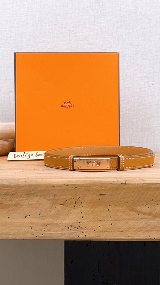 Hermes Gold Epsom Kelly 18 Belt (RGHW)