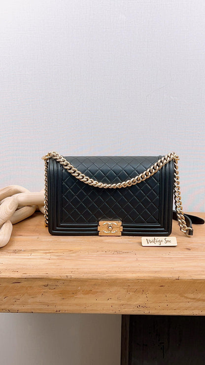 Chanel Black Lambskin New Medium Boy Flap (LGHW)