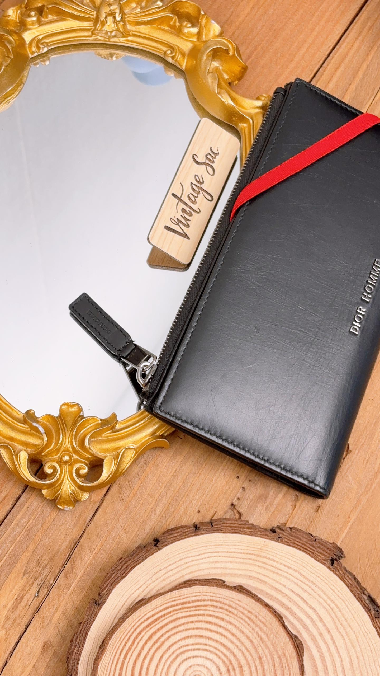 Dior Black Calfskin D’Homme Band Long Wallet