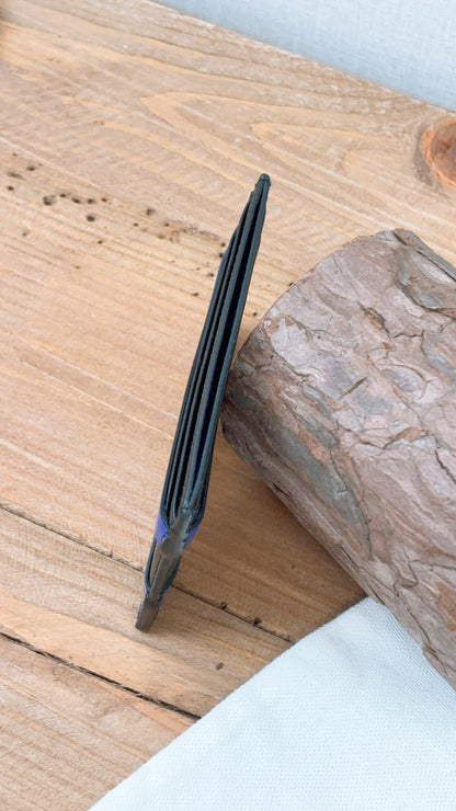 Salvatore Ferragamo Blue Black Calfskin Card Case