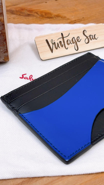 Salvatore Ferragamo Blue Black Calfskin Card Case