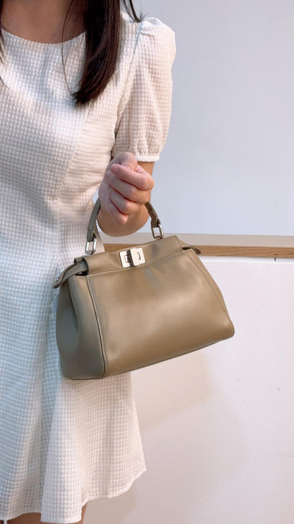Fendi Dove Grey Calfskin Mini Peekaboo (SHW)