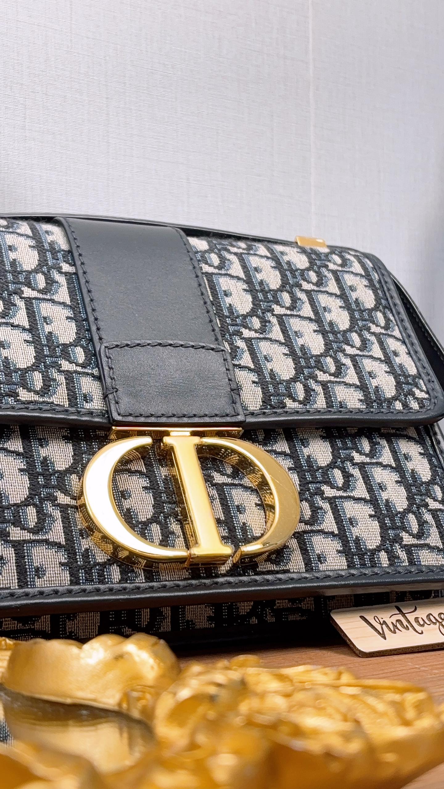 Dior Navy Oblique Montaigne 30 (GHW)