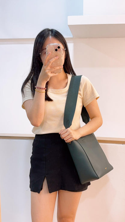 Celine Green Calfskin Small Sangle Bucket Bag (GHW)