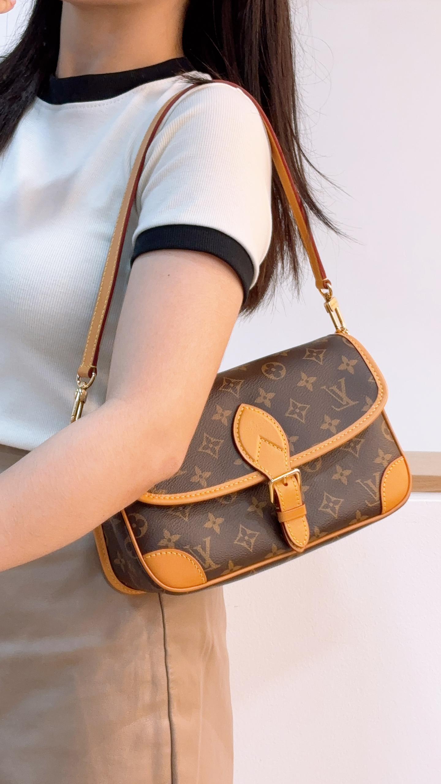 LV Monogram Diane with Fuchsia Strap