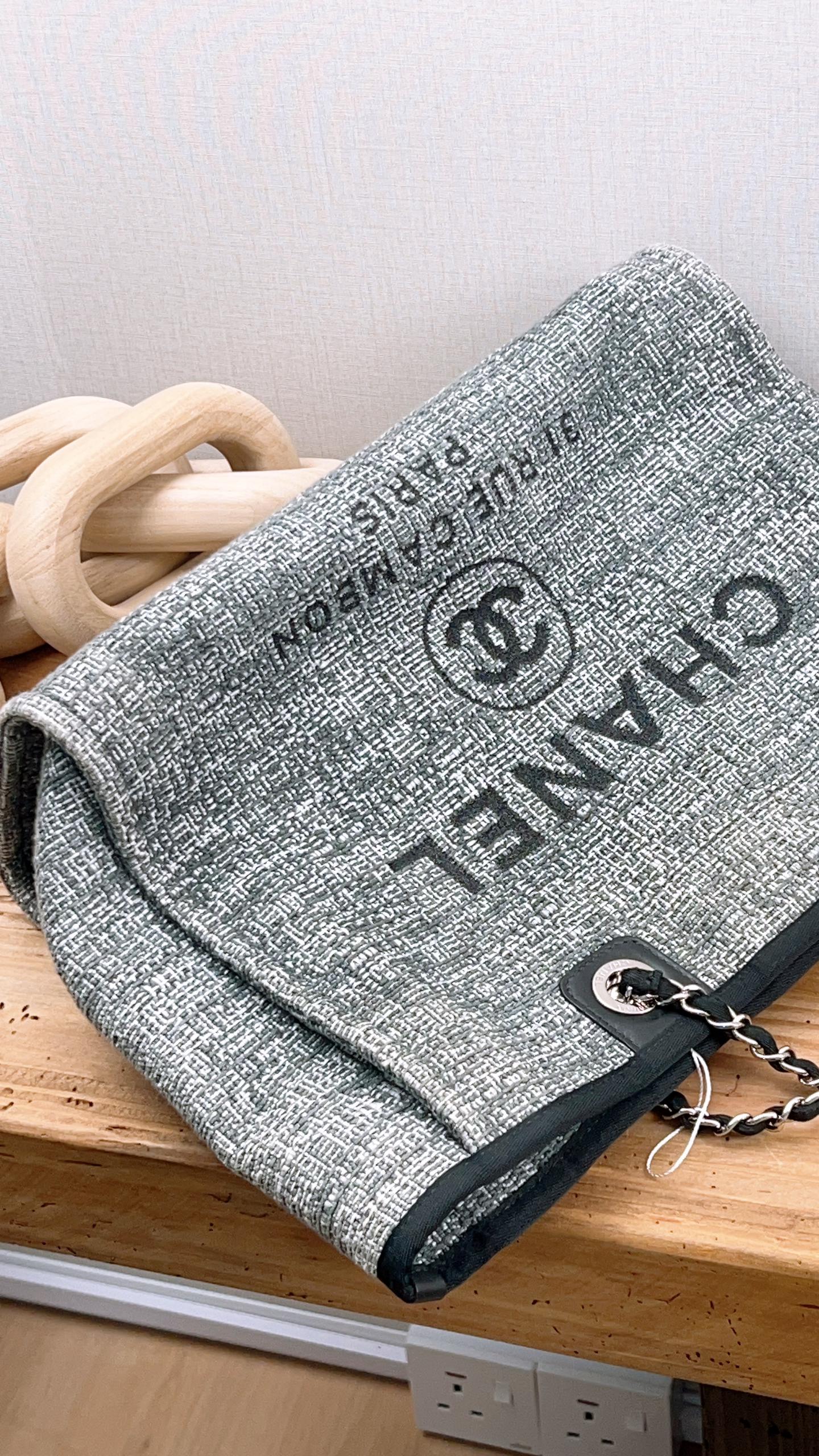 Chanel Black Raffia Small Deauville Tote (SHW)