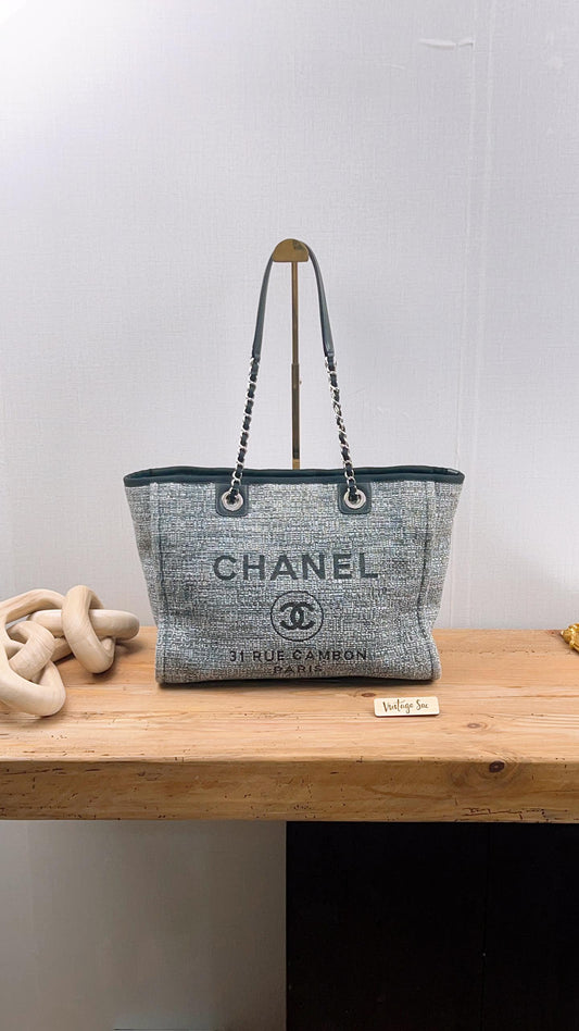 Chanel Black Raffia Small Deauville Tote (SHW)