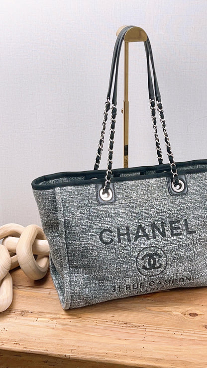 Chanel Black Raffia Small Deauville Tote (SHW)