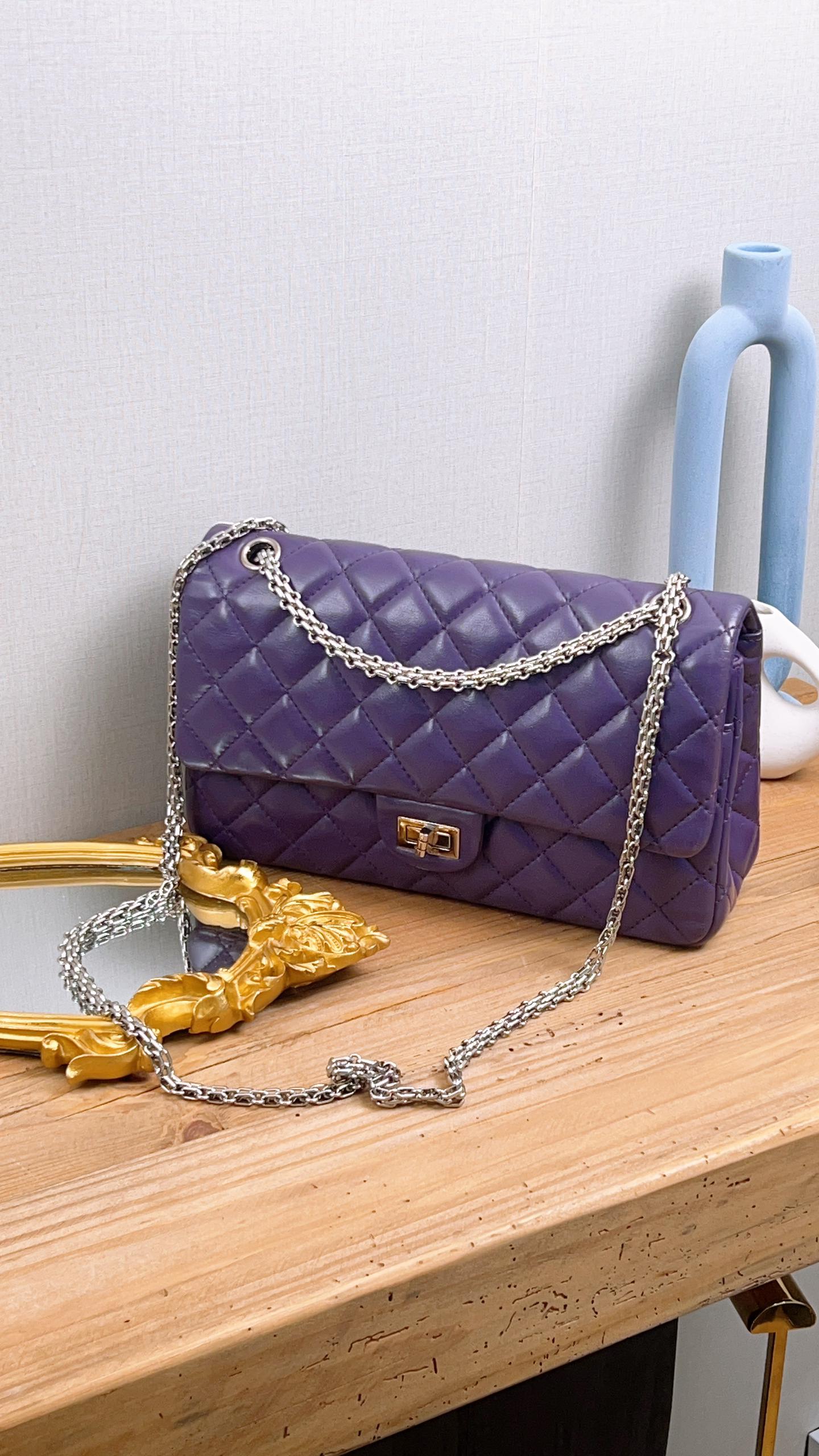 Chanel Purple Calfskin 226 2.55 Flap (SHW)