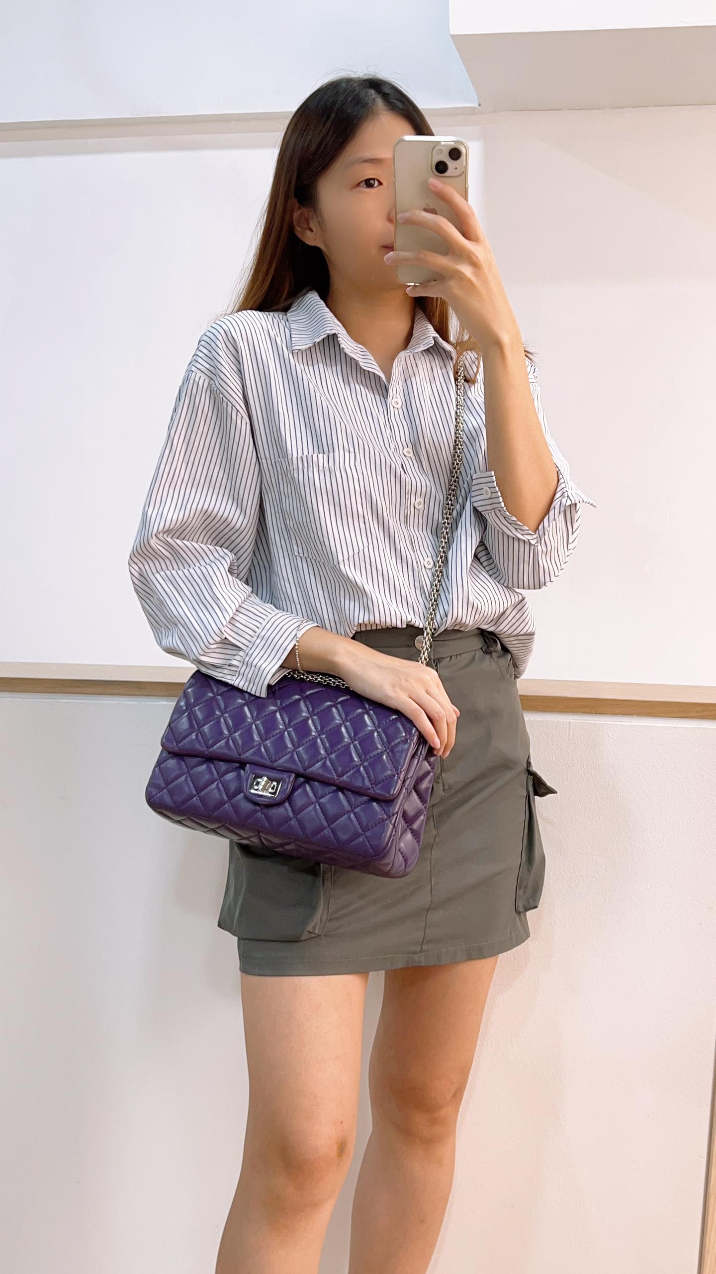 Chanel Purple Calfskin 226 2.55 Flap (SHW)