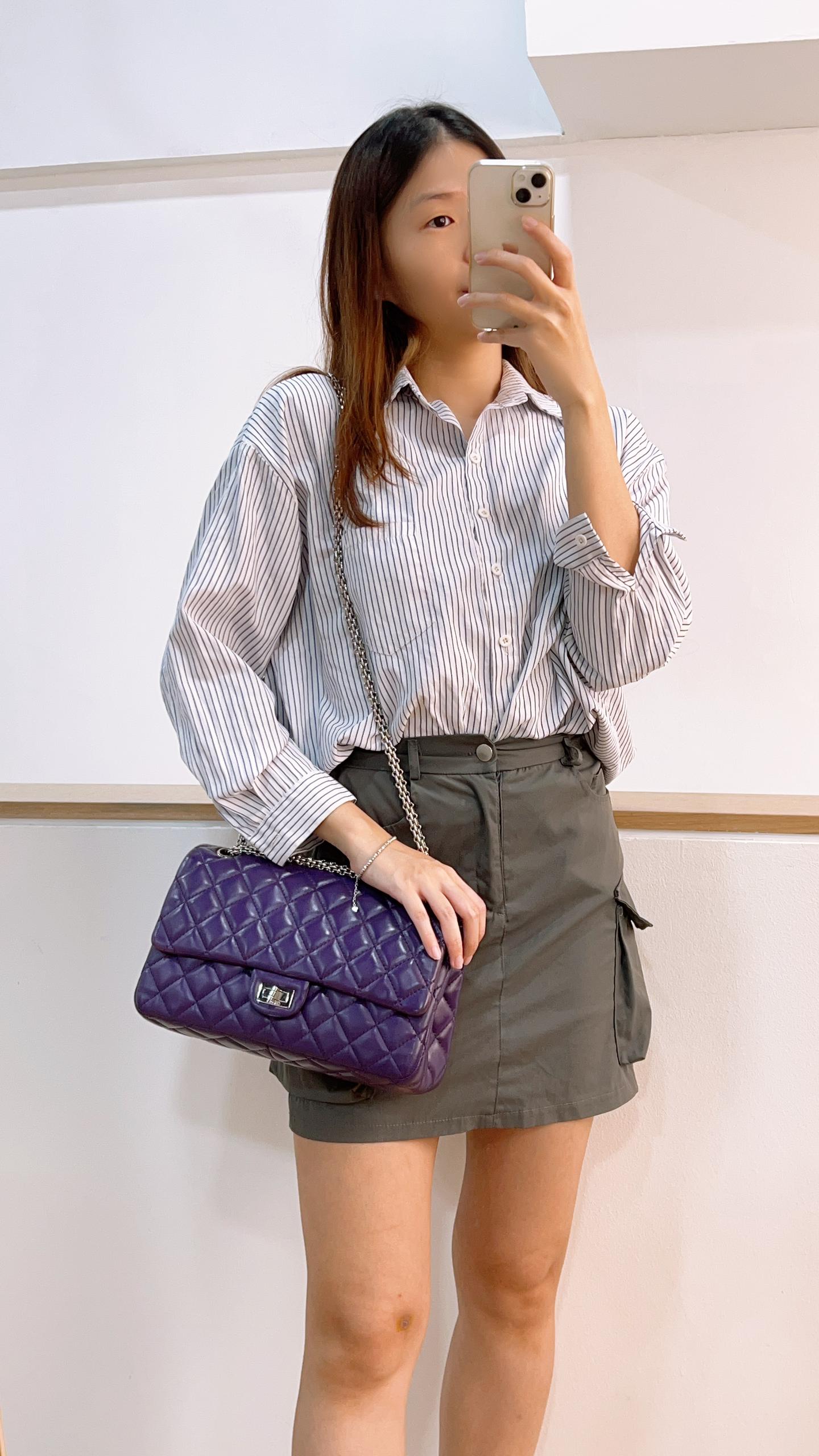 Chanel Purple Calfskin 226 2.55 Flap (SHW)