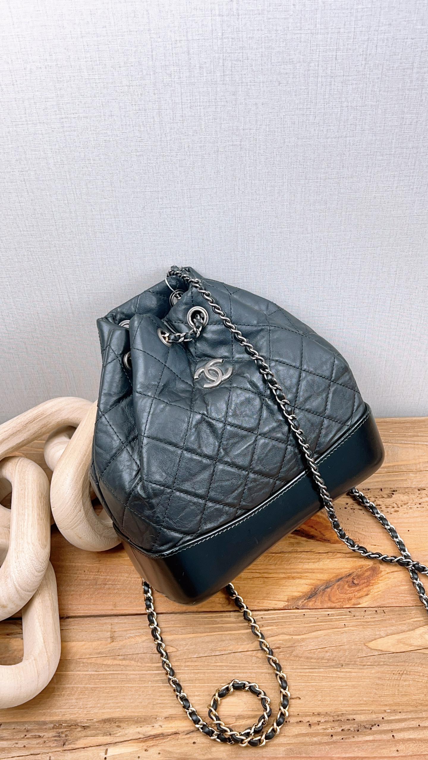Chanel Black Edge Calfskin Gabrielle Small Backpack