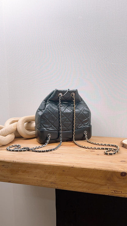 Chanel Black Edge Calfskin Gabrielle Small Backpack