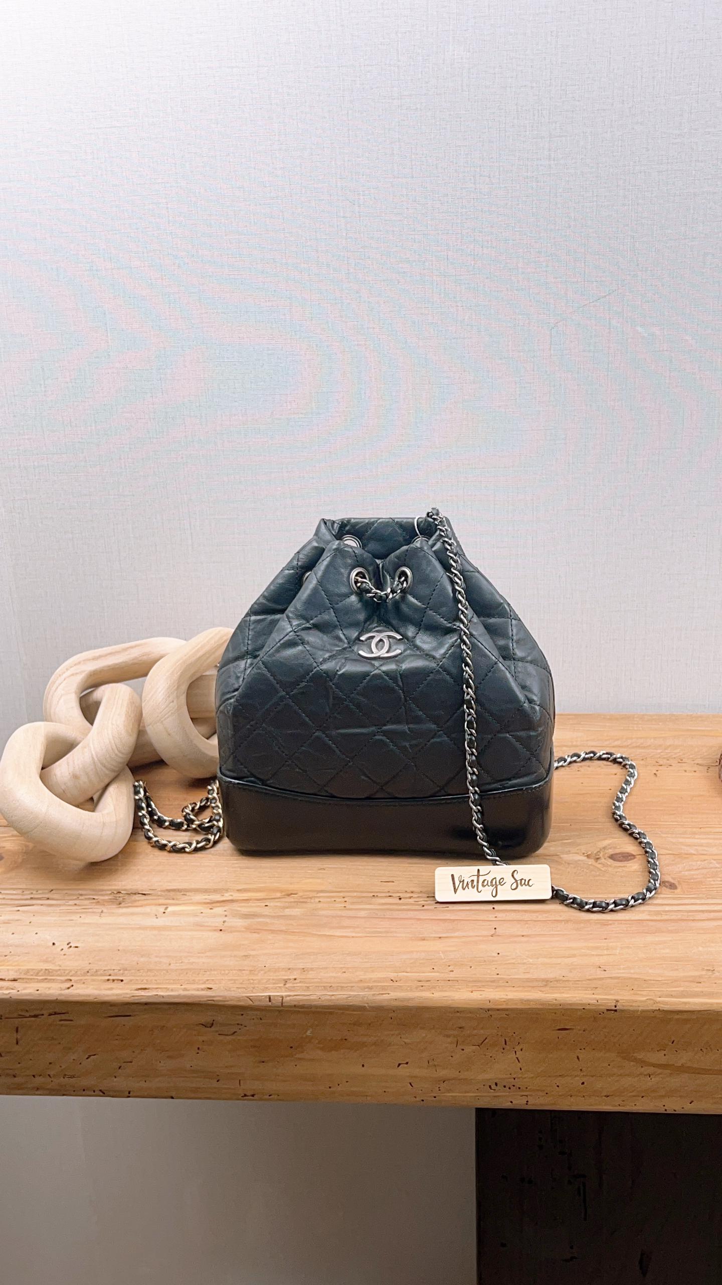Chanel Black Edge Calfskin Gabrielle Small Backpack