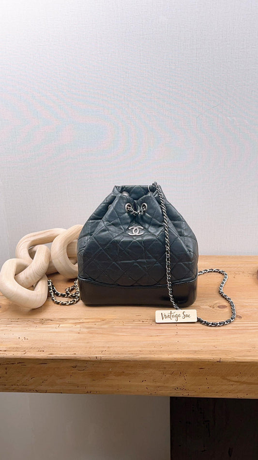 Chanel Black Edge Calfskin Gabrielle Small Backpack