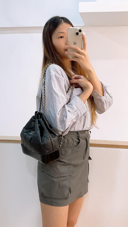 Chanel Black Edge Calfskin Gabrielle Small Backpack