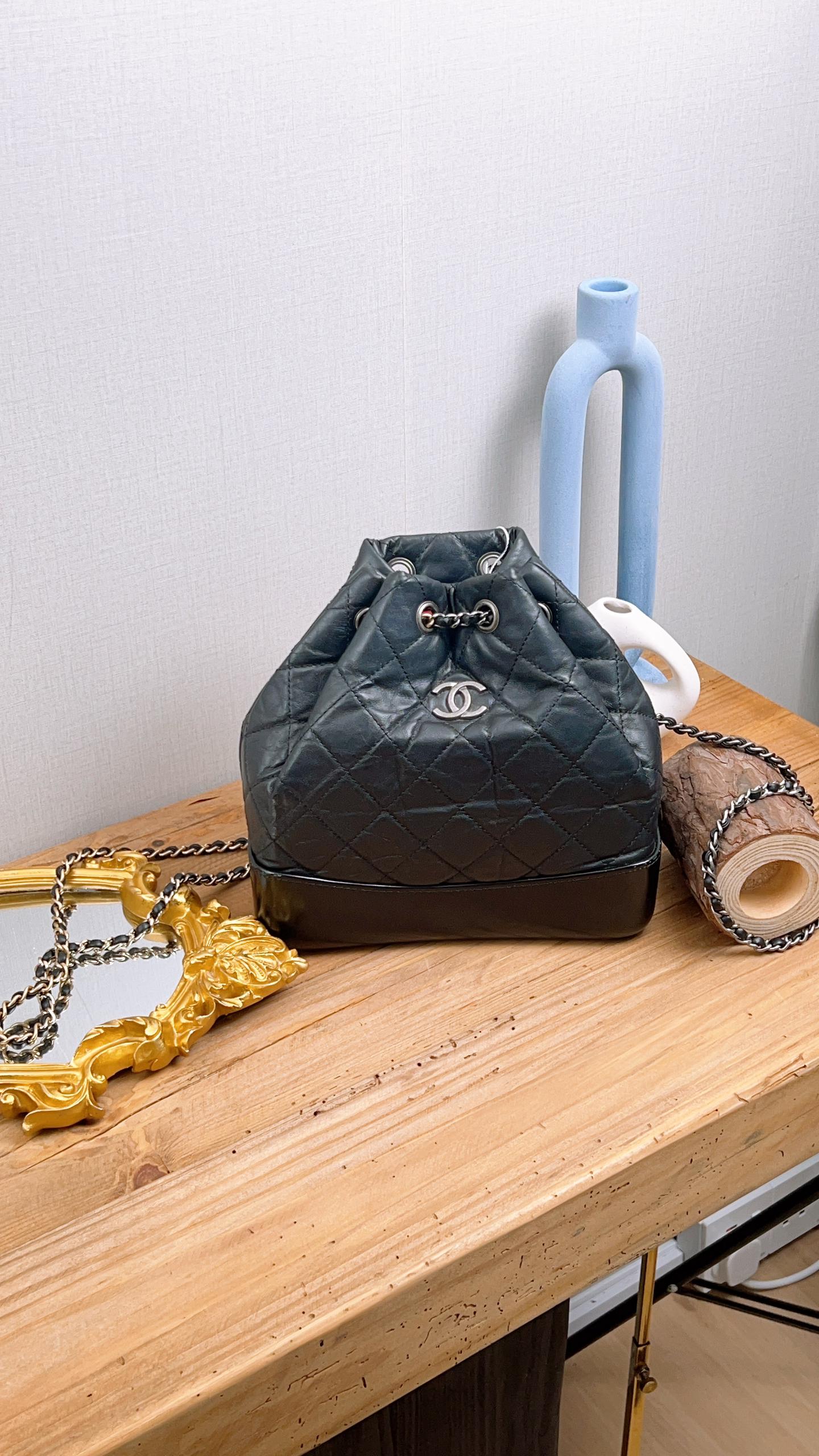 Chanel Black Edge Calfskin Gabrielle Small Backpack