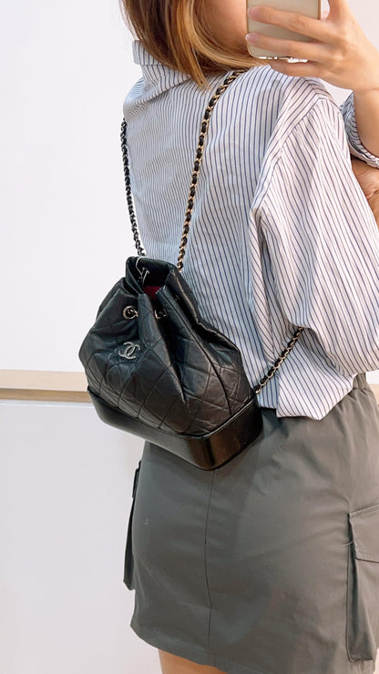 Chanel Black Edge Calfskin Gabrielle Small Backpack