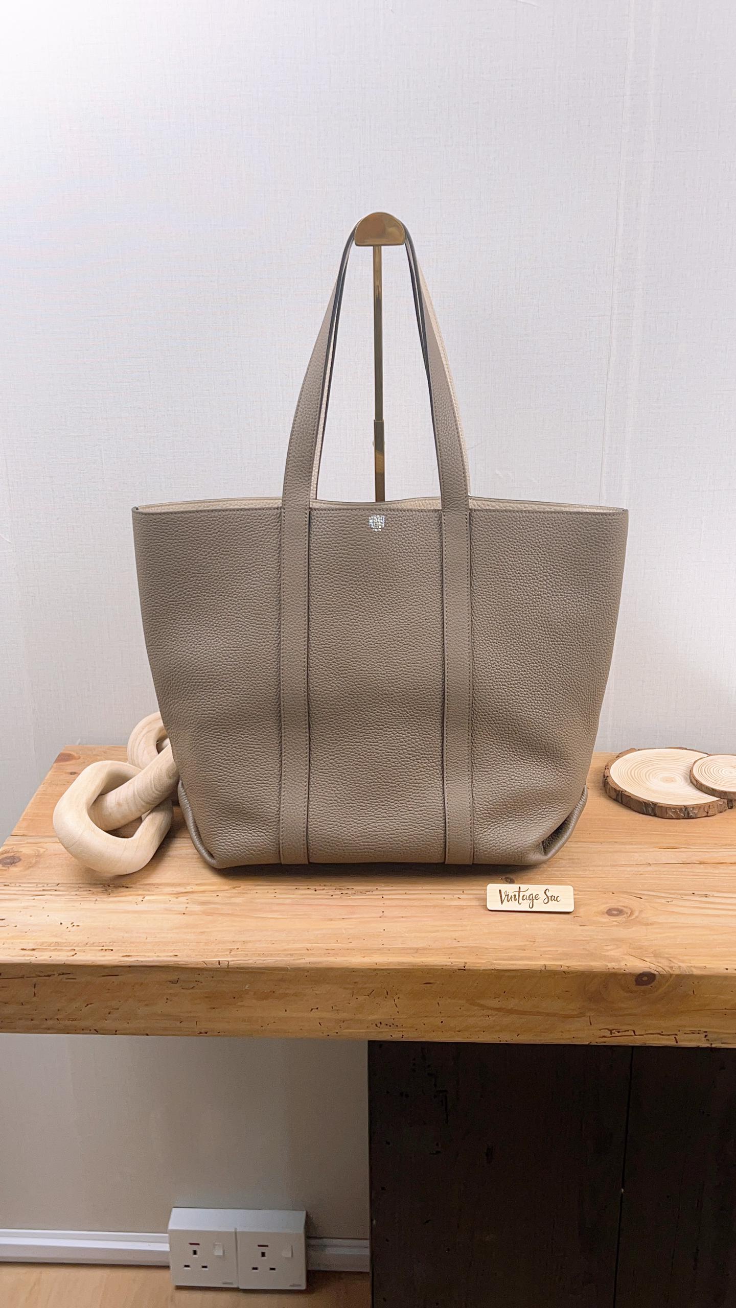 Moynat Taupe x Beige Taurillon Duo Cabas MM Tote