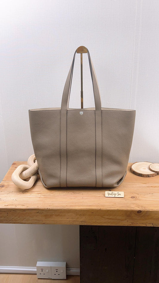 Moynat Taupe x Beige Taurillon Duo Cabas MM Tote