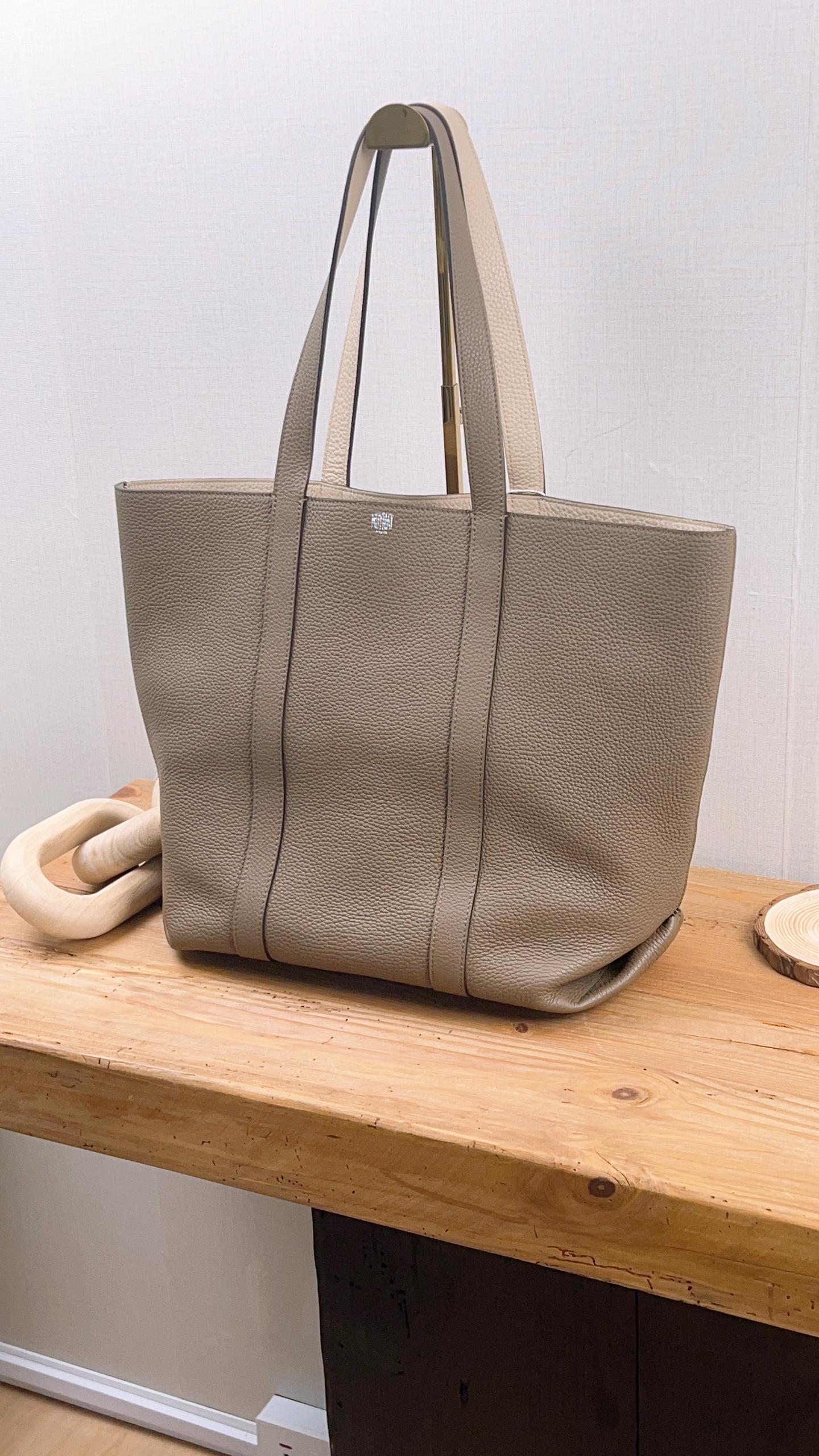 Moynat Taupe x Beige Taurillon Duo Cabas MM Tote