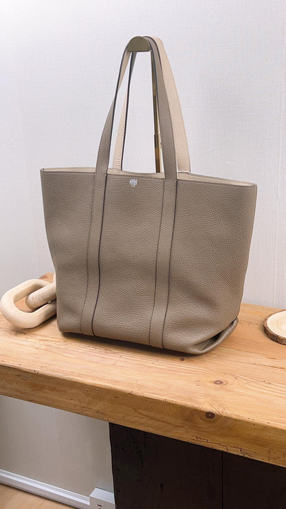 Moynat Taupe x Beige Taurillon Duo Cabas MM Tote