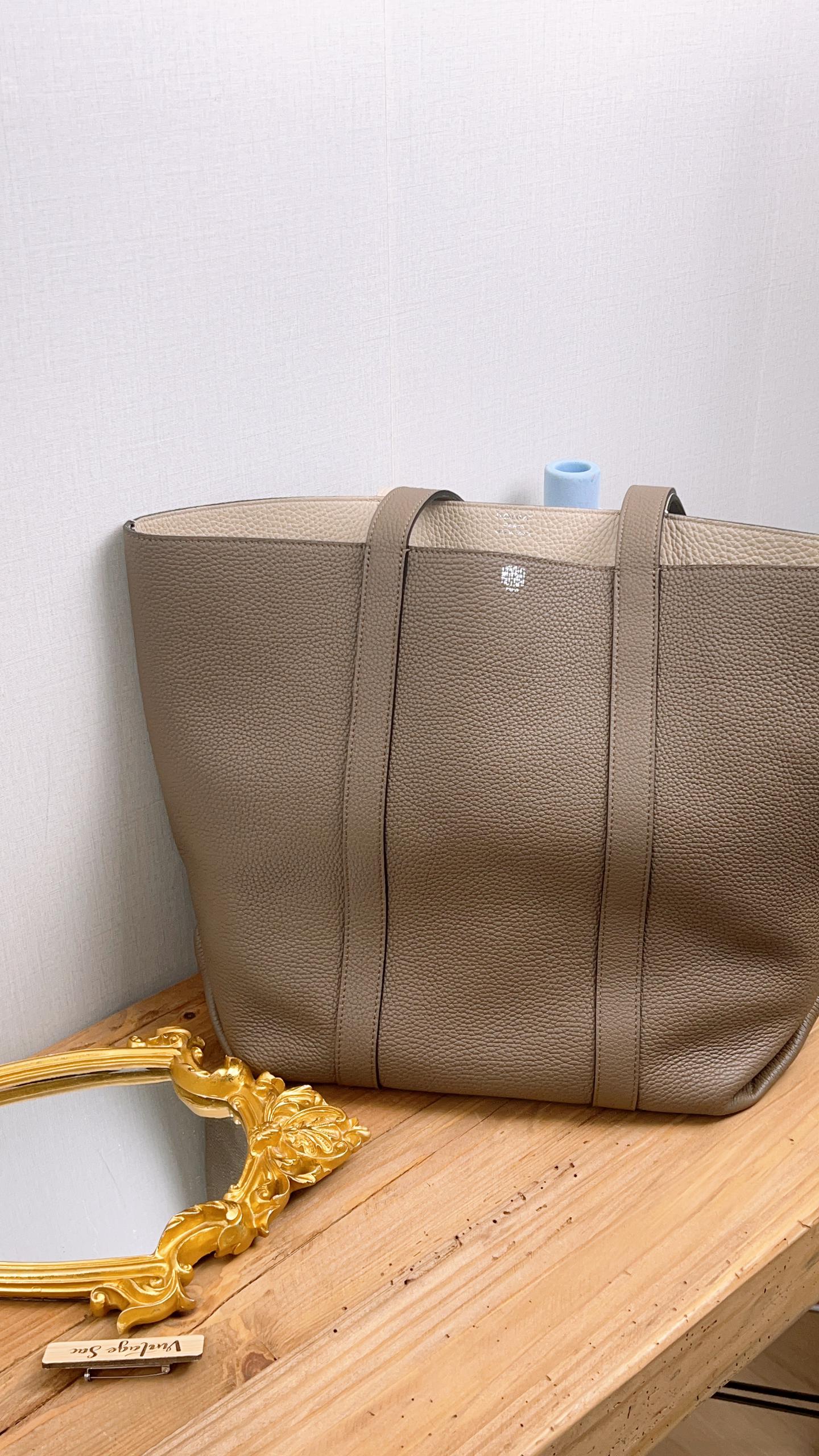 Moynat Taupe x Beige Taurillon Duo Cabas MM Tote