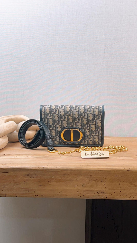 Dior Navy Oblique Montaigne 30 2in1 Pouch