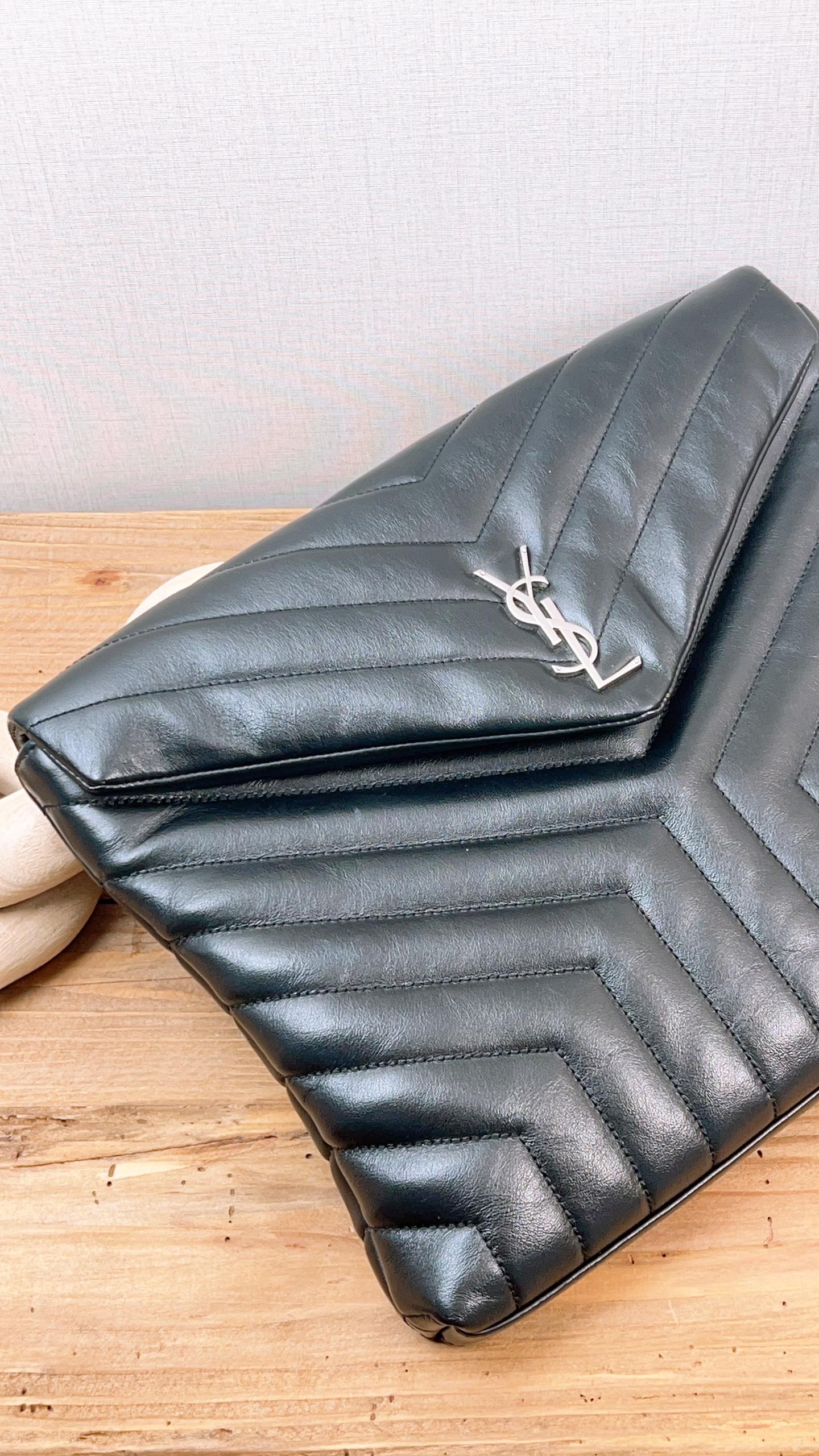 YSL Black Y Quilted Lou Lou Document Holder (SHW)