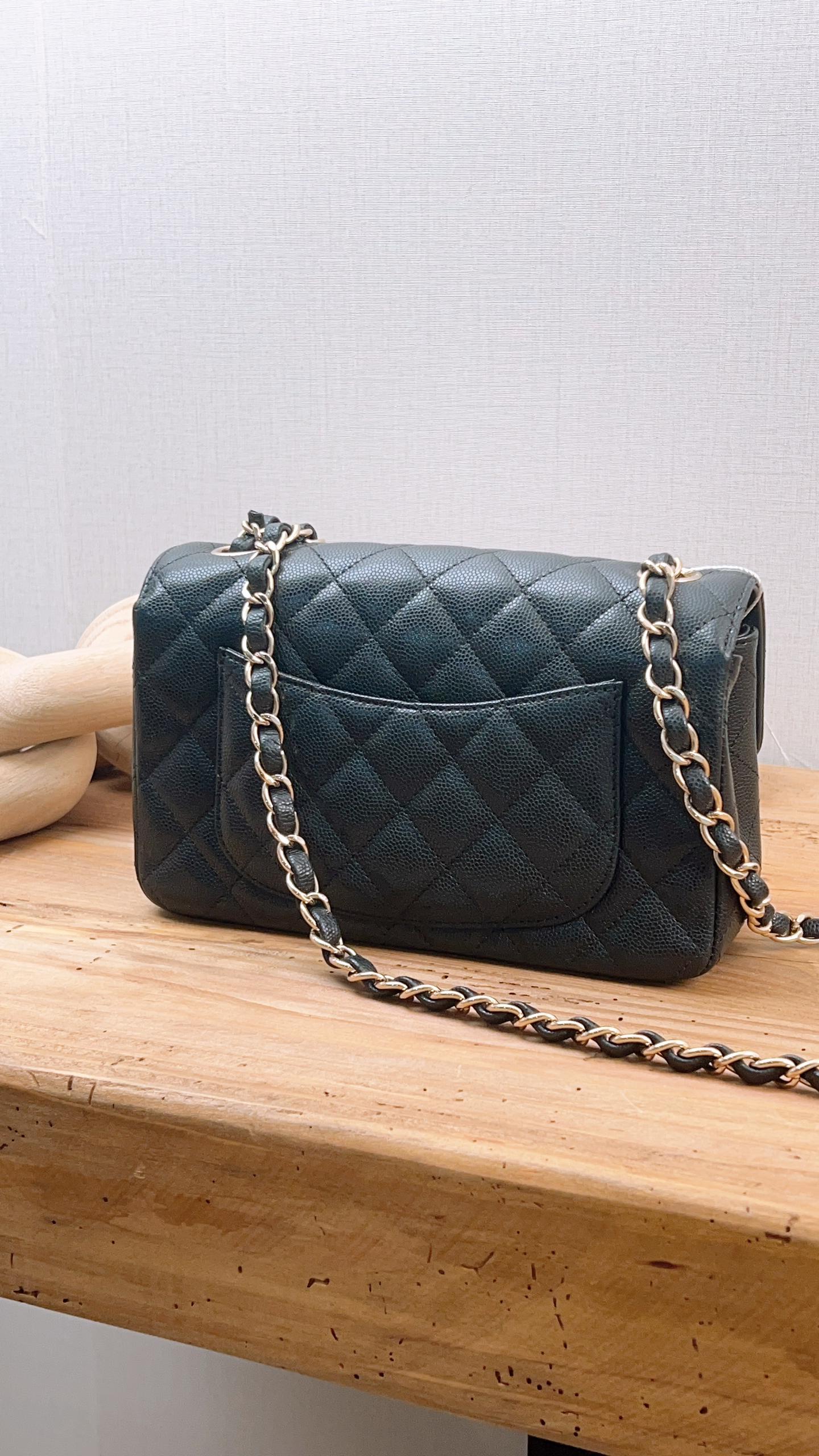 Chanel Black Caviar Mini Rectangular Flap (GHW)