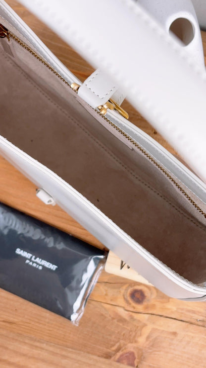 YSL White Smooth Leather Le 5A7 GHW