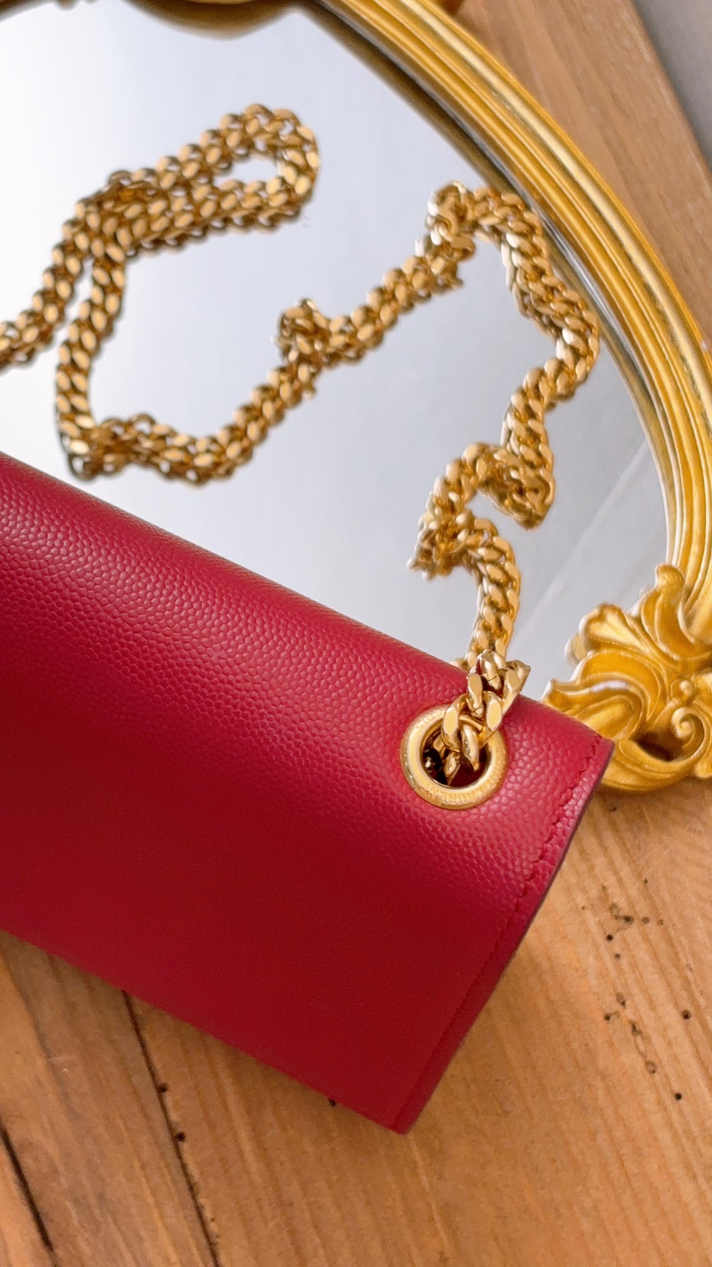 YSL Red Medium Kate Bag (GHW)