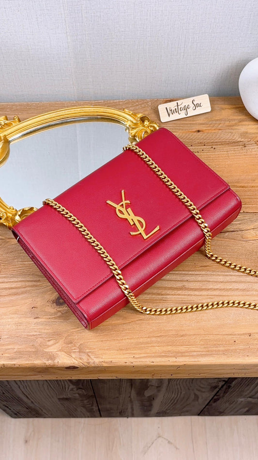 YSL Red Medium Kate Bag (GHW)