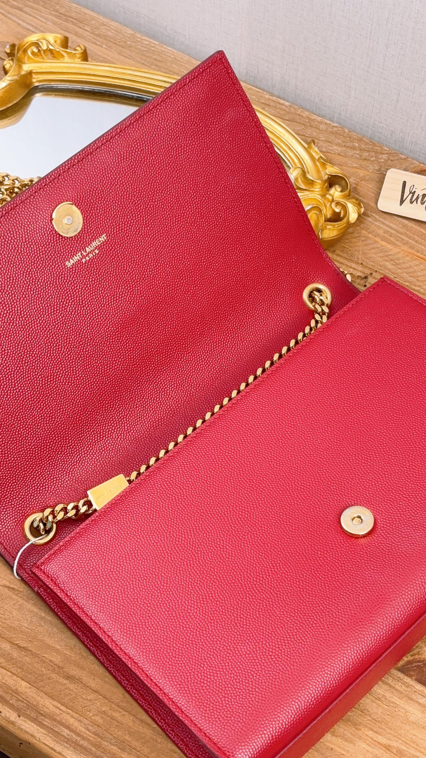 YSL Red Medium Kate Bag (GHW)