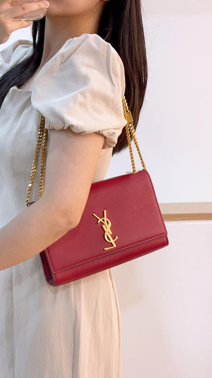 YSL Red Medium Kate Bag (GHW)