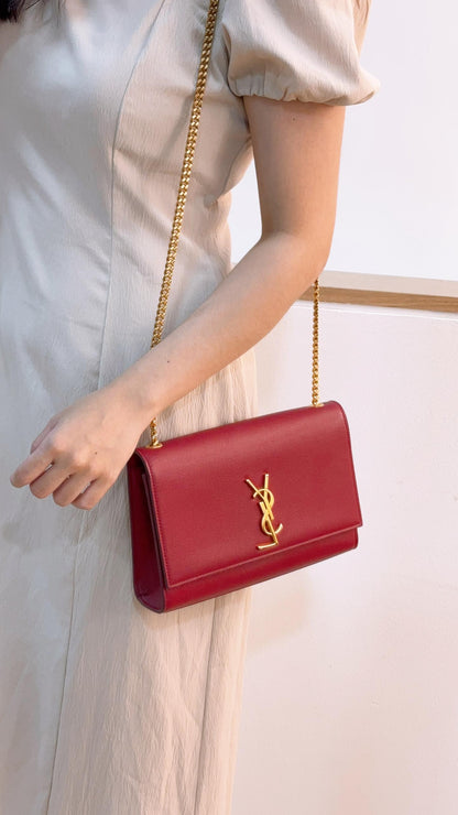 YSL Red Medium Kate Bag (GHW)