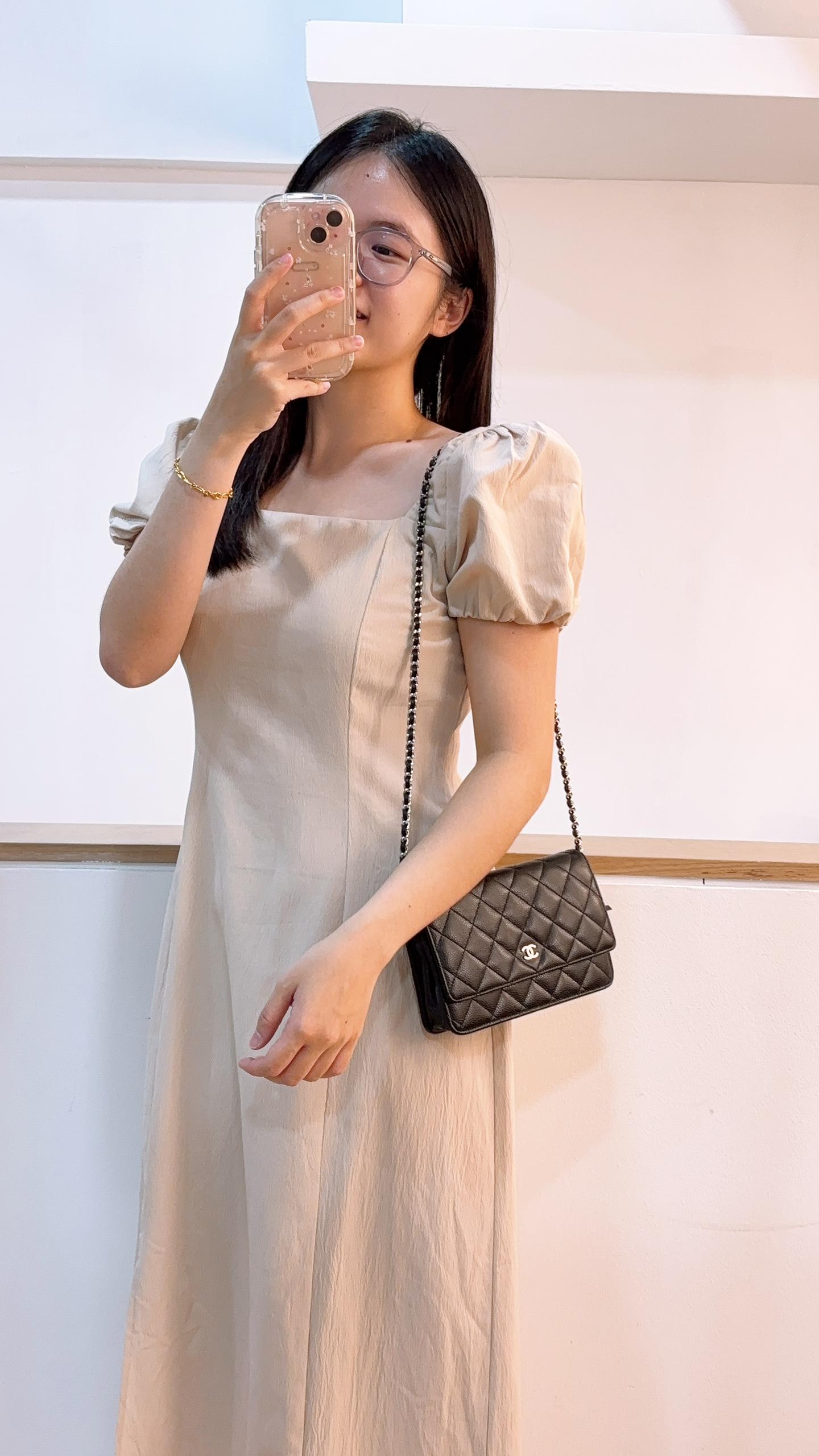 Chanel Black Caviar Classic WOC (SHW)