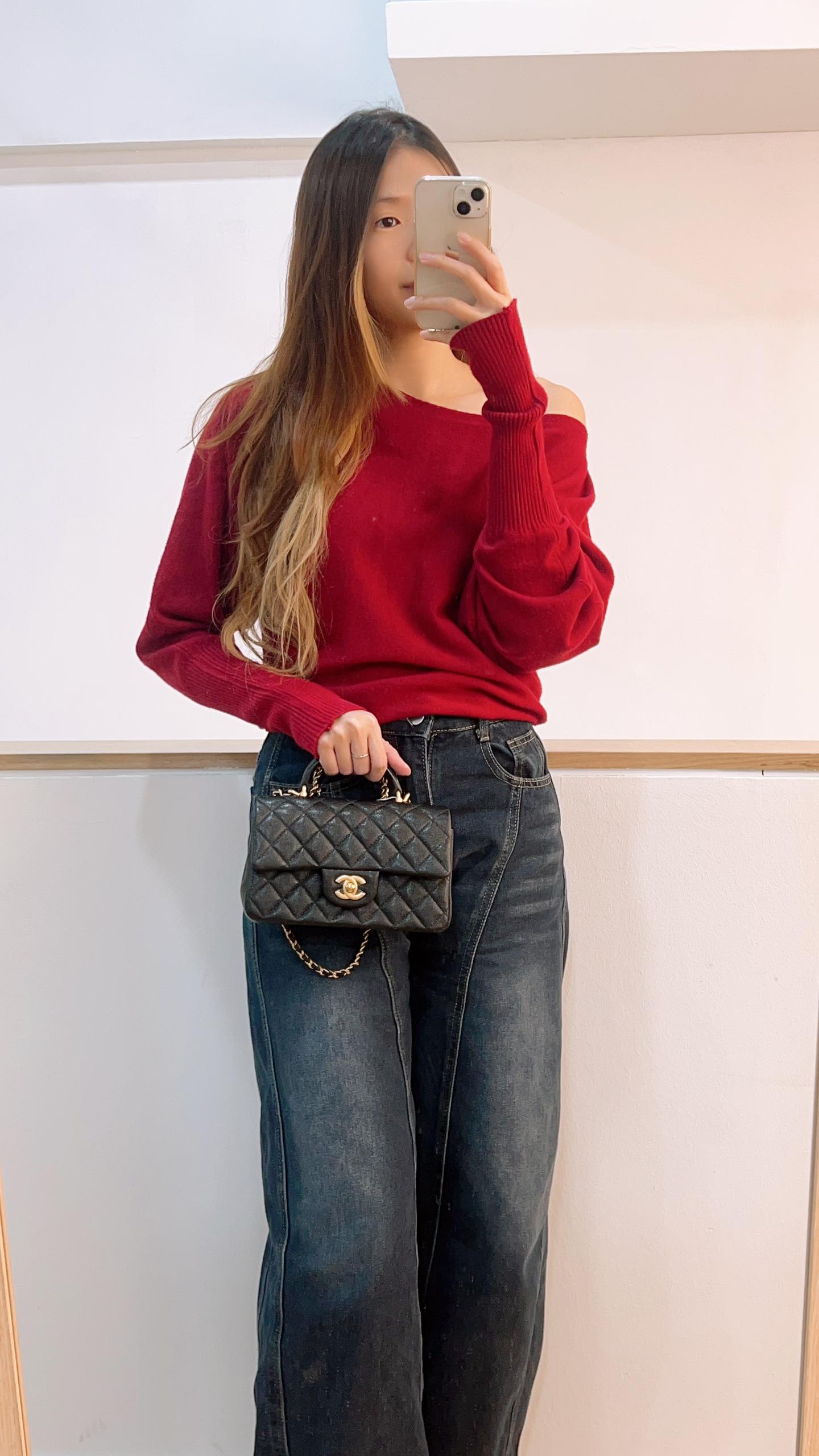 Chanel Black Caviar Top Handle Mini Rectangular Flap (GHW)