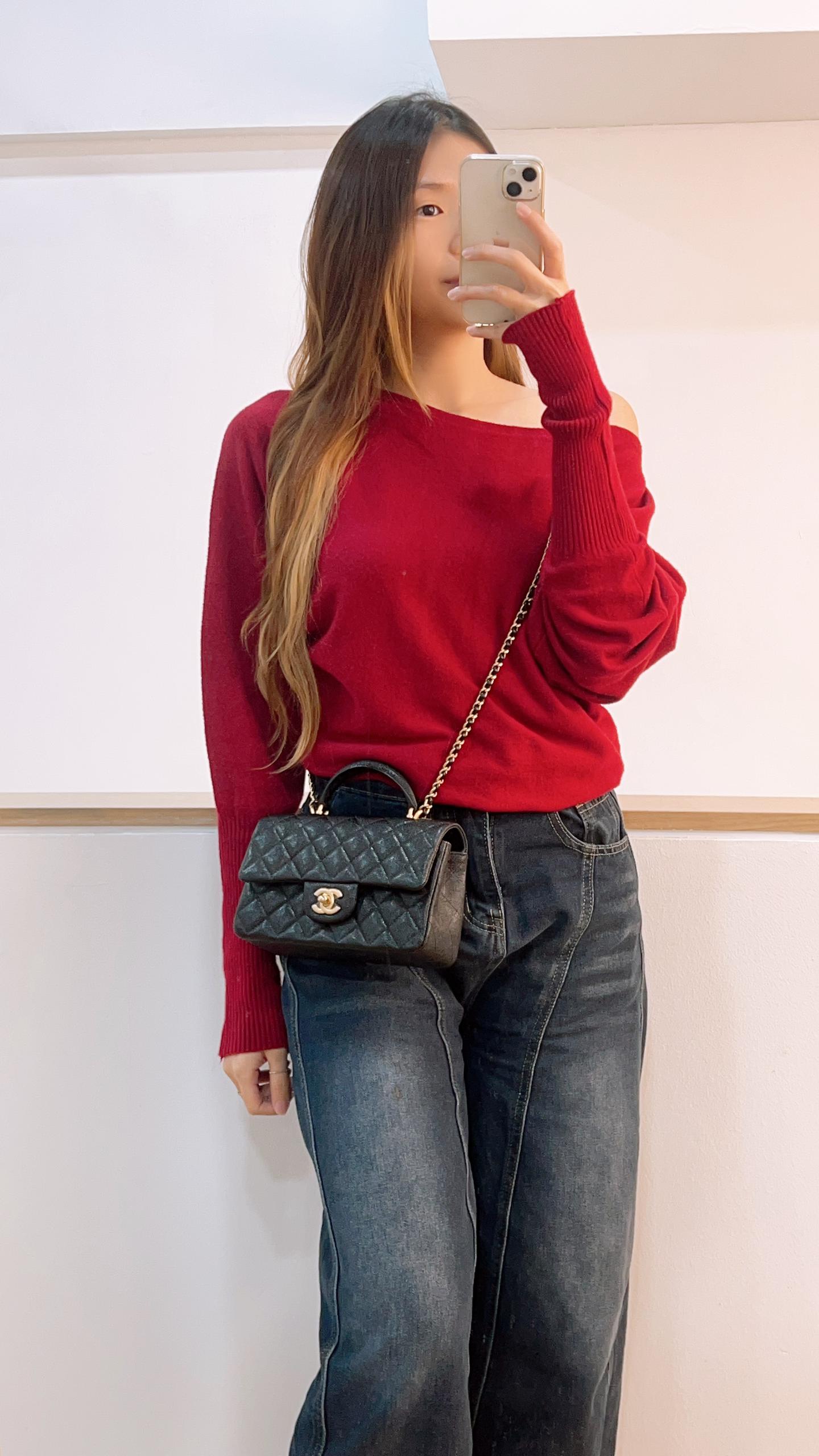 Chanel Black Caviar Top Handle Mini Rectangular Flap (GHW)