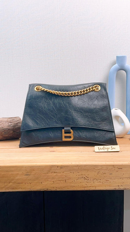 Balenciaga Black Calfskin Medium Crush Chain Bag (GHW)