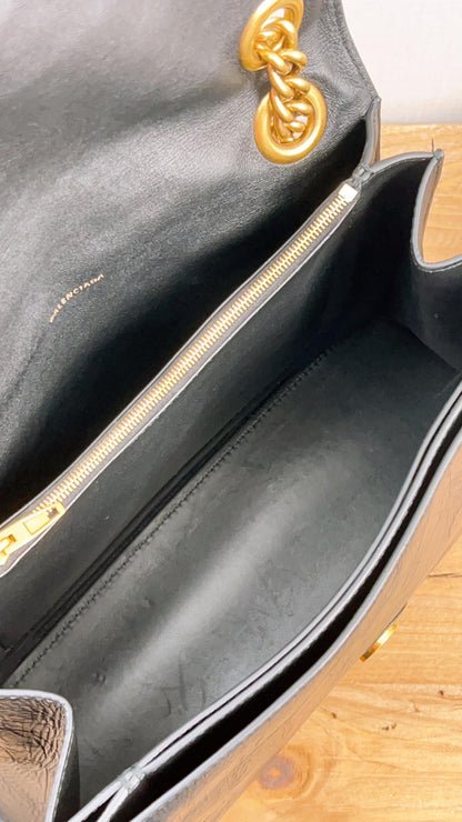 Balenciaga Black Calfskin Medium Crush Chain Bag (GHW)