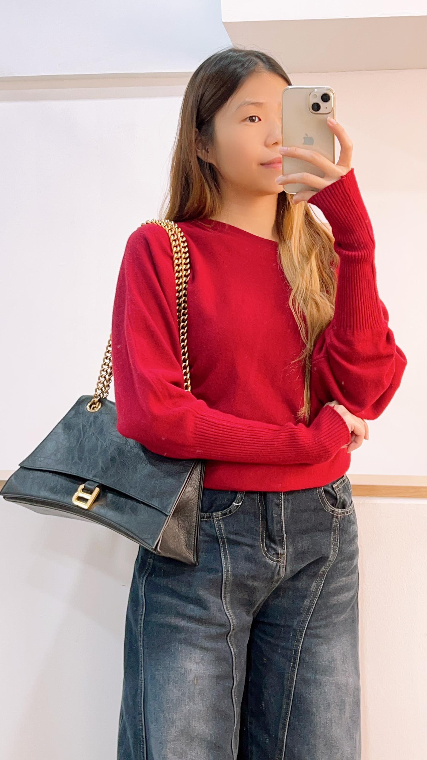 Balenciaga Black Calfskin Medium Crush Chain Bag (GHW)