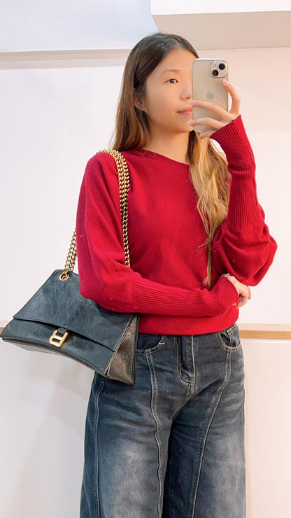Balenciaga Black Calfskin Medium Crush Chain Bag (GHW)