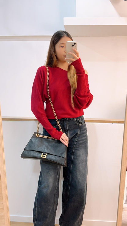 Balenciaga Black Calfskin Medium Crush Chain Bag (GHW)