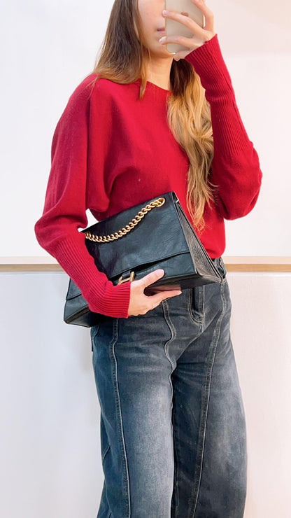 Balenciaga Black Calfskin Medium Crush Chain Bag (GHW)