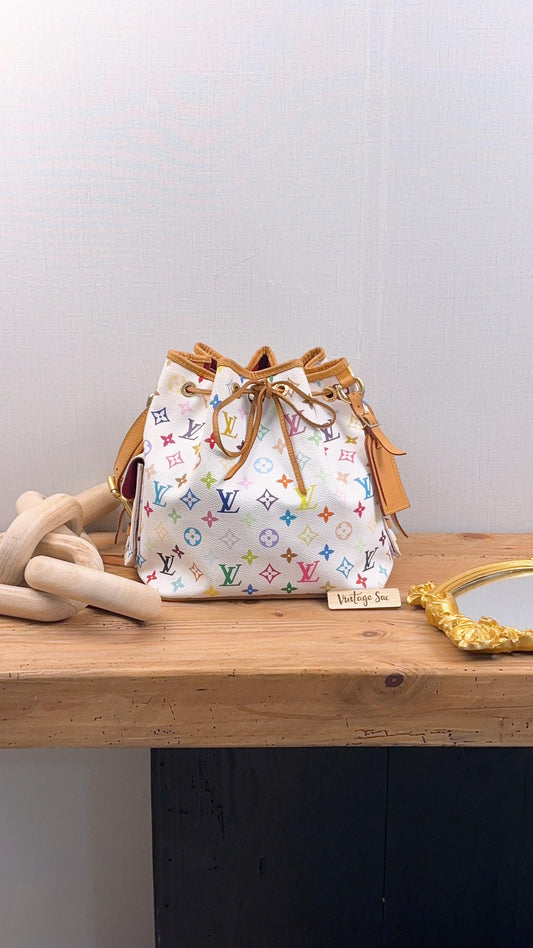 LV White Multicolour Petit Noe