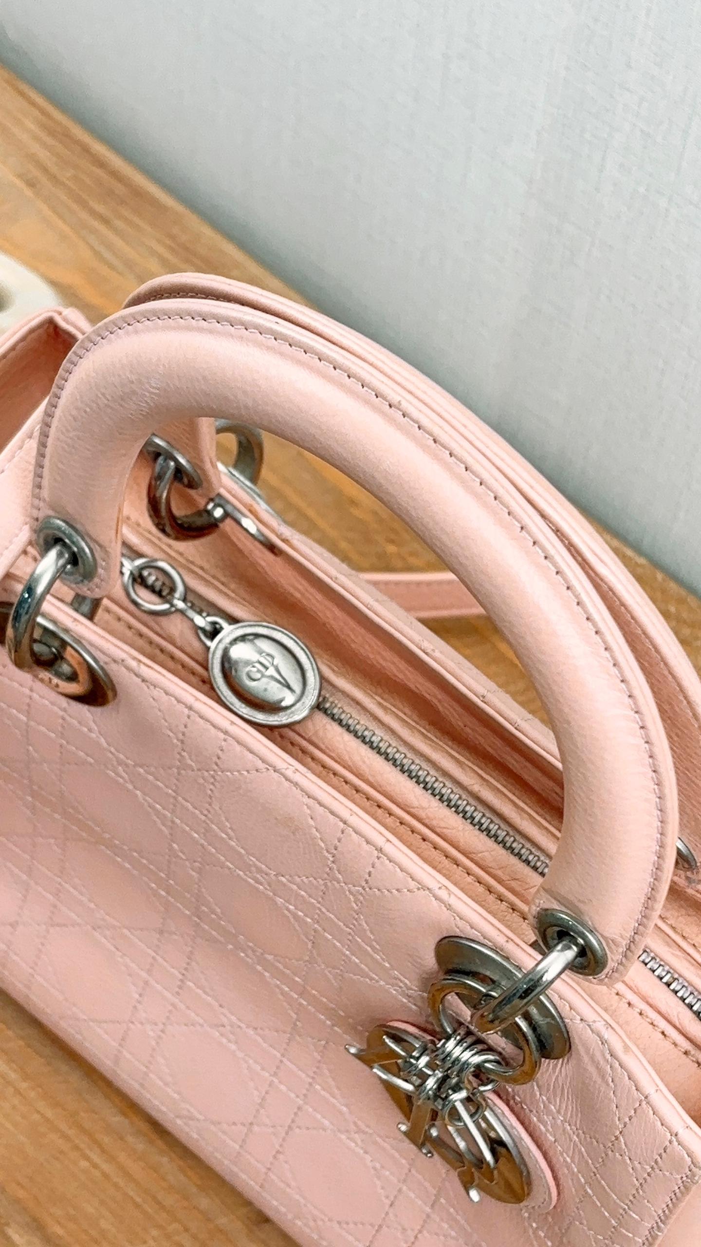Dior Pink Calfskin Medium Lady D (SHW)