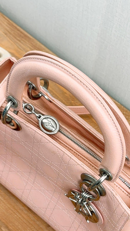 Dior Pink Calfskin Medium Lady D (SHW)