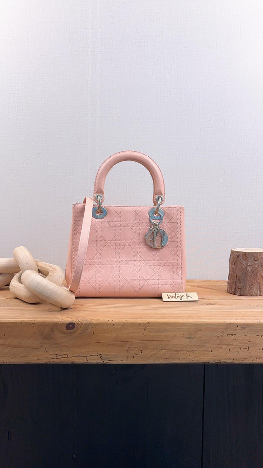Dior Pink Calfskin Medium Lady D (SHW)