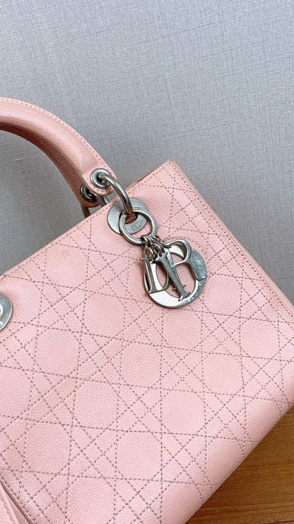 Dior Pink Calfskin Medium Lady D (SHW)